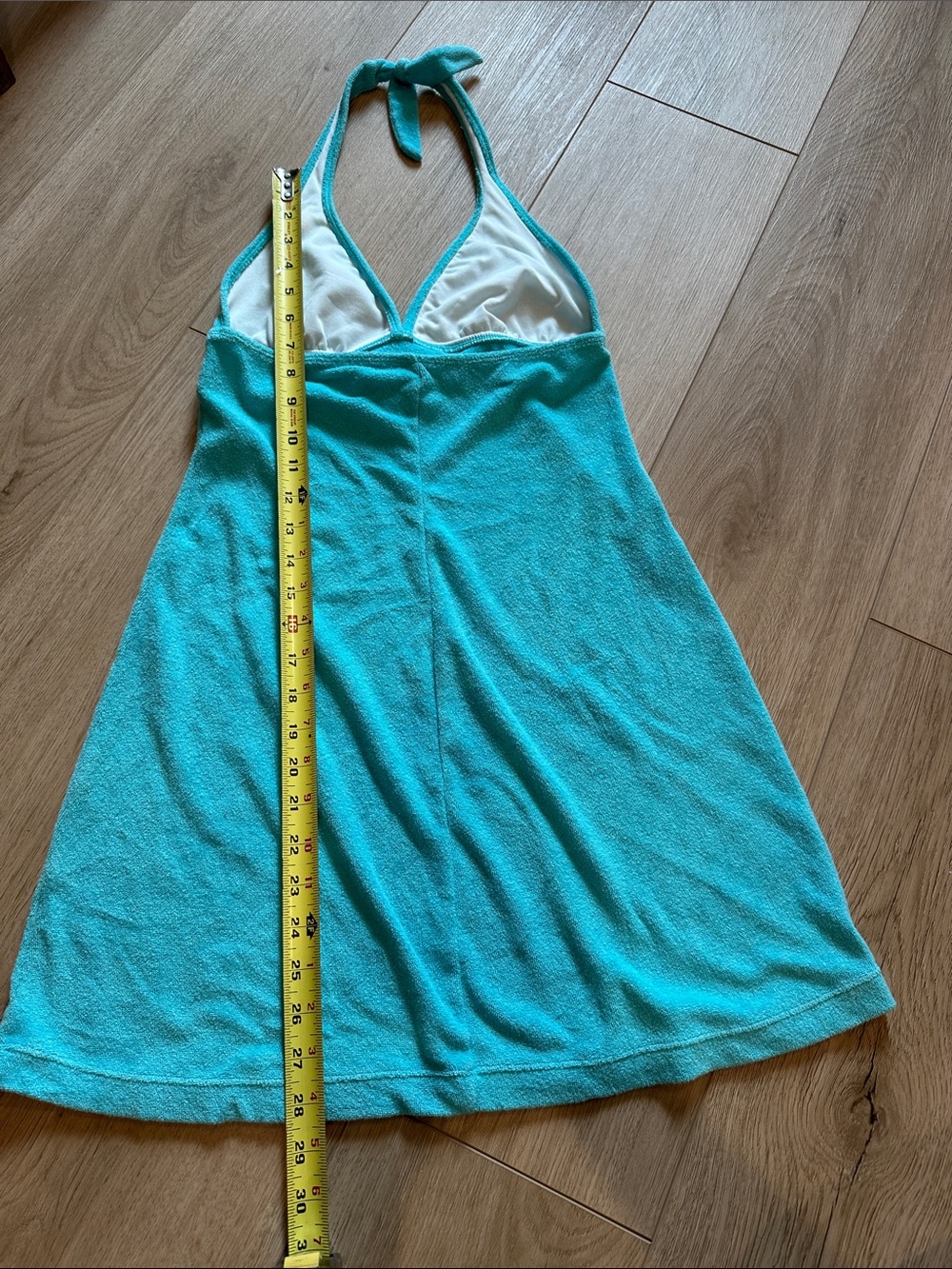 Ralph Lauren Y2K Turquoise Terry Halter Mini Dress - Picture 8 of 8